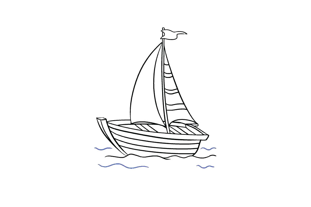 带帆的小木船简笔画-图13