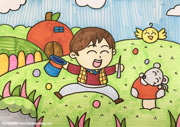 欢庆六一的画怎么画