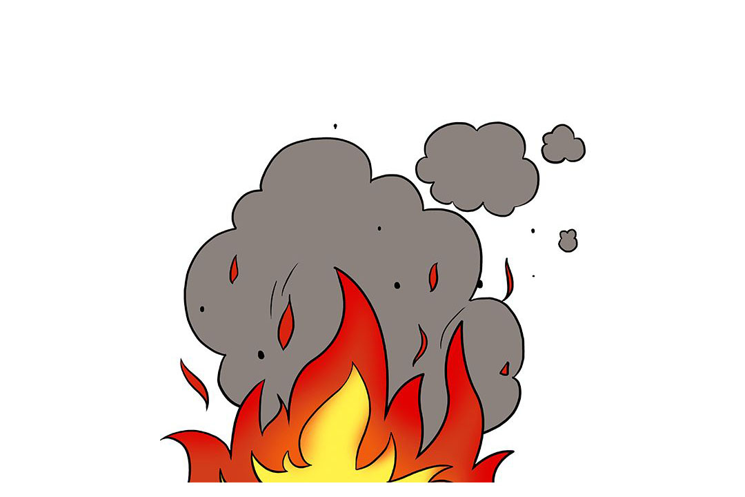 消防安全绘画-火焰和烟雾