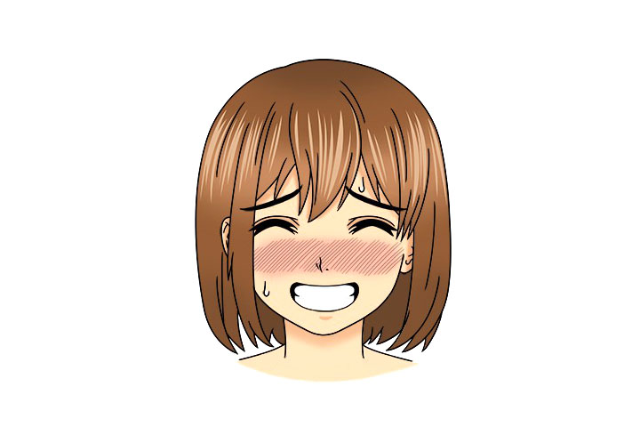 画短发女孩漫画-尴尬表情的画法