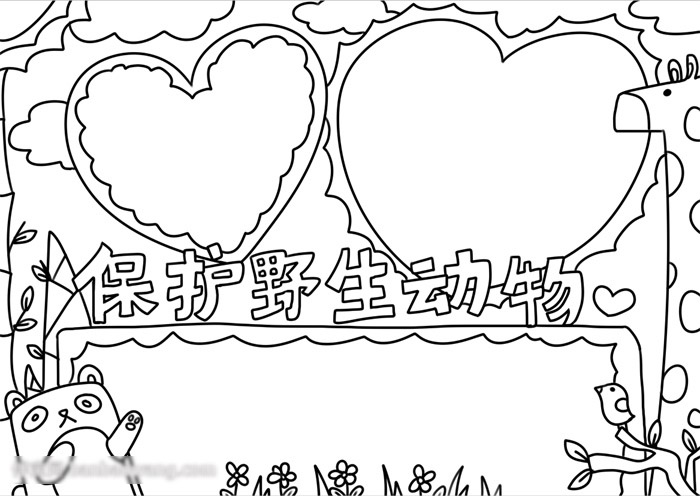 超好看的保护野生动物手抄报-图2