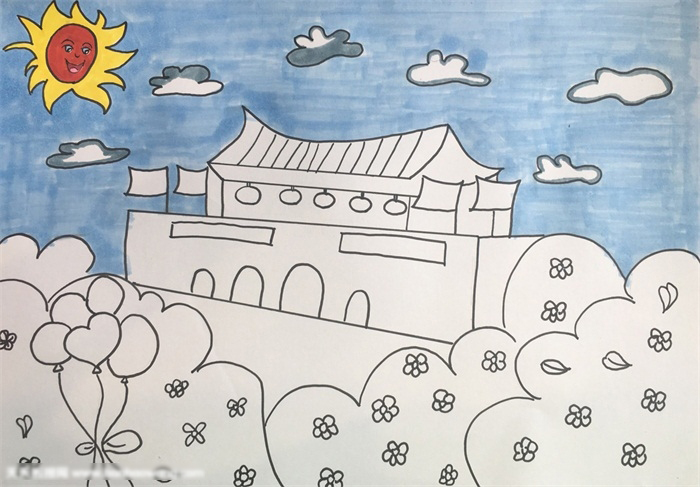 祖国建国周年的绘画作品-图2