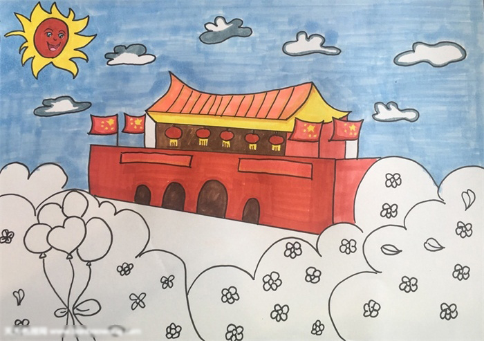 祖国建国周年的绘画作品-图3