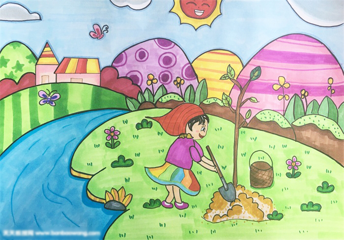 小学生植树节绘画教程