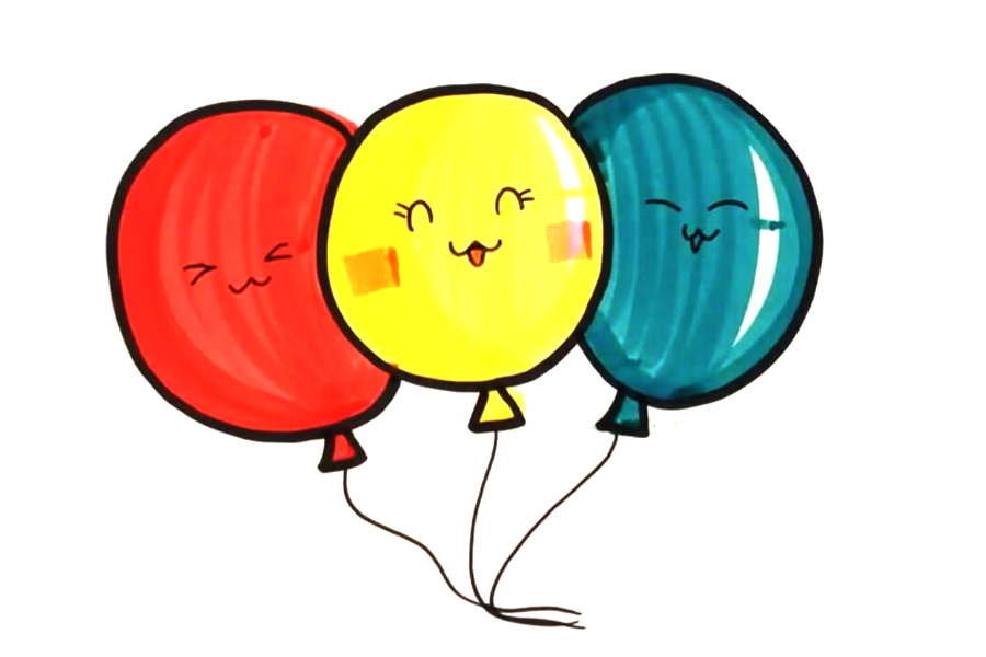 节日气球怎么画