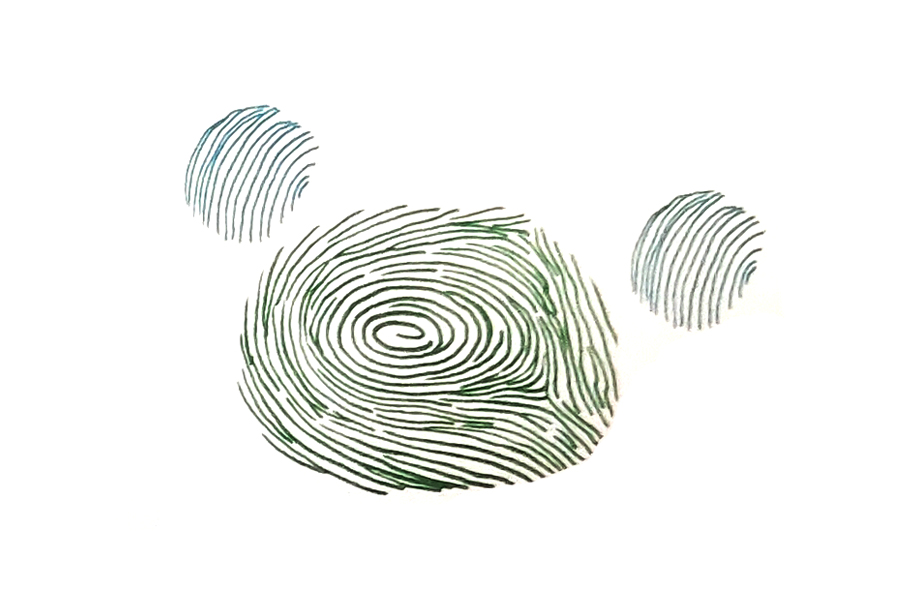 步骤2：用指尖印出圆形指印作大钳子。