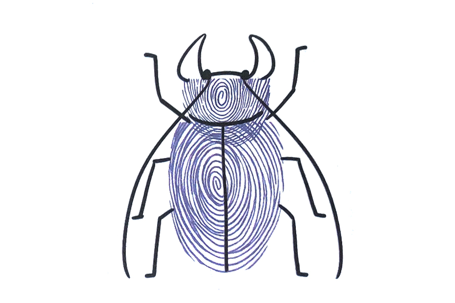简单好玩的手指画楸甲虫画法步骤