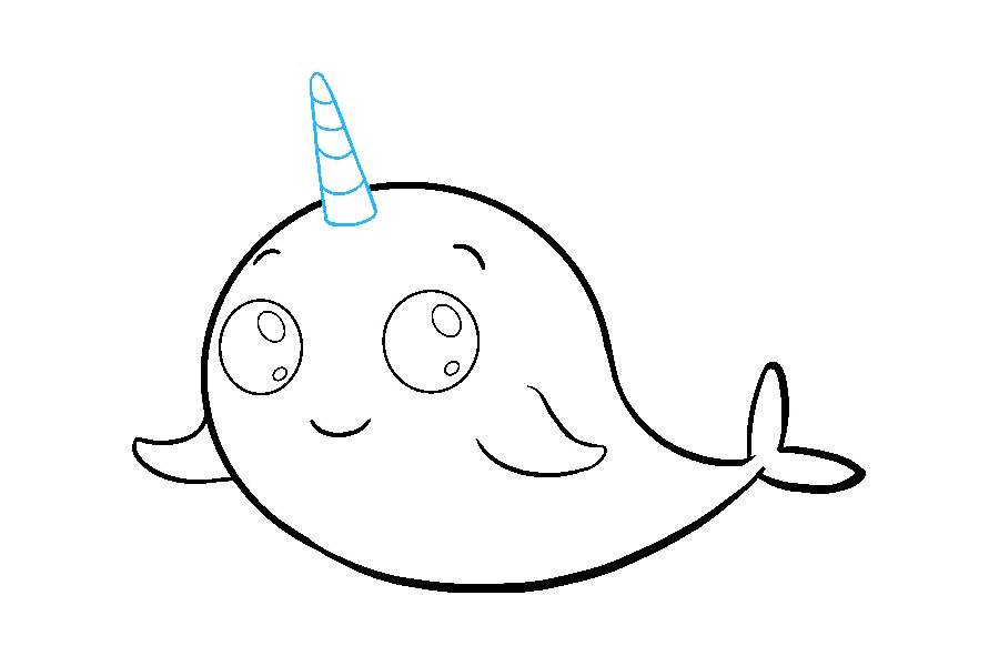 如何画一只可爱的独角鲸-图8