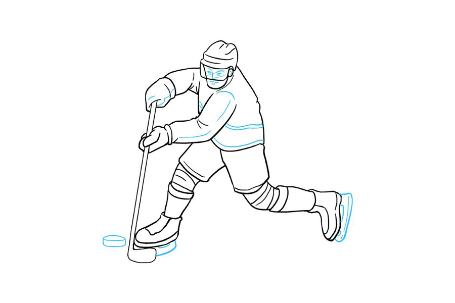 如何画曲棍球运动员-图9