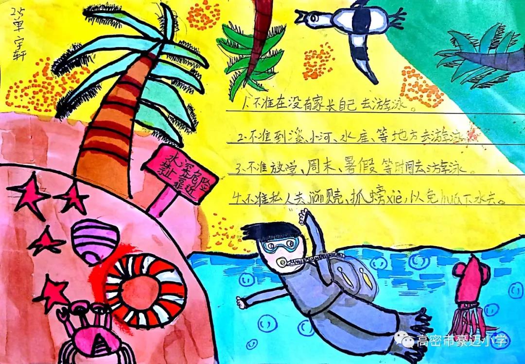 夏季防溺水安全手抄报图片-图1