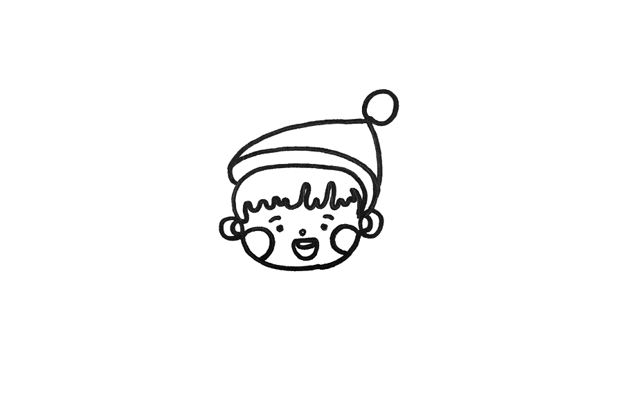 可爱圣诞男孩怎么画-图2