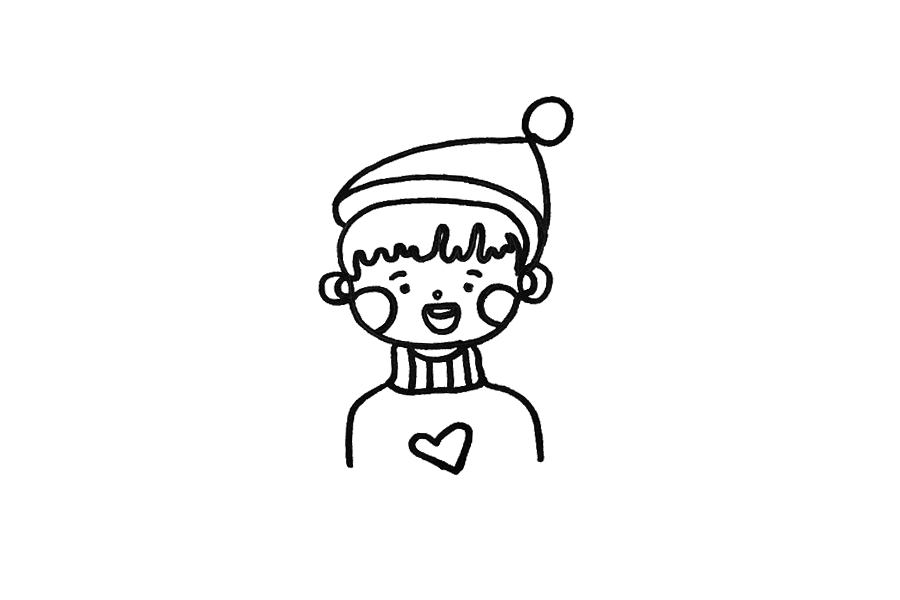 可爱圣诞男孩怎么画-图3