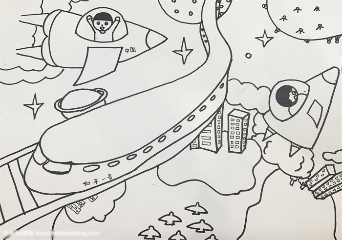 同心共筑中国梦儿童画教程-图3