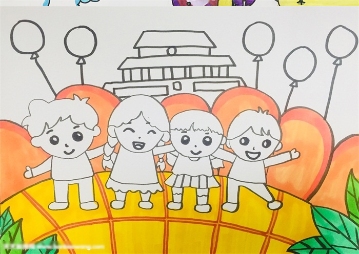 同心共筑中国梦儿童画教程-图4