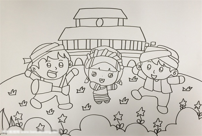 民族团结一家亲的儿童画-图3