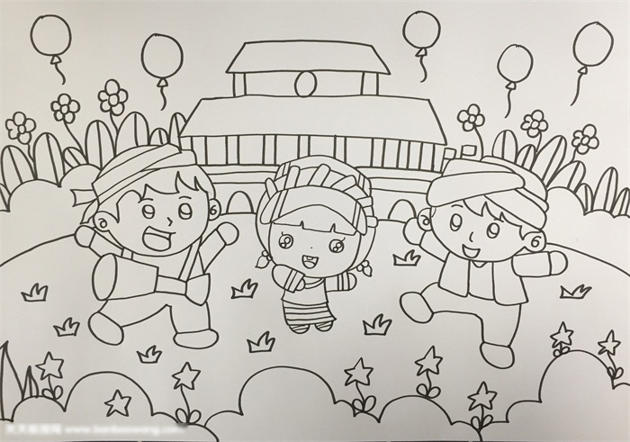 民族团结一家亲的儿童画-图4