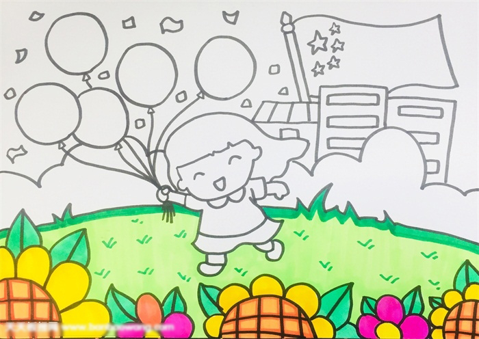 建国周年主题儿童画怎么画-图3