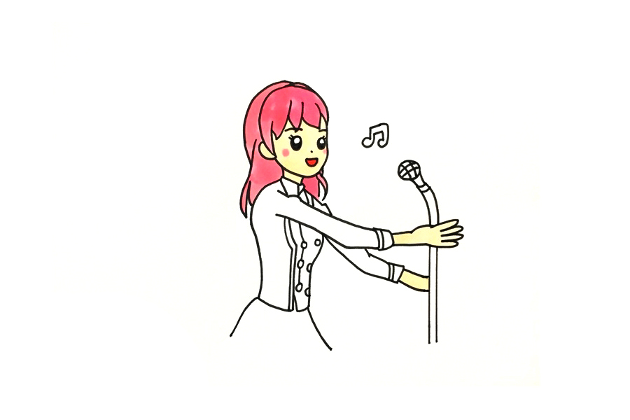 唱歌的小女孩怎么画-图4