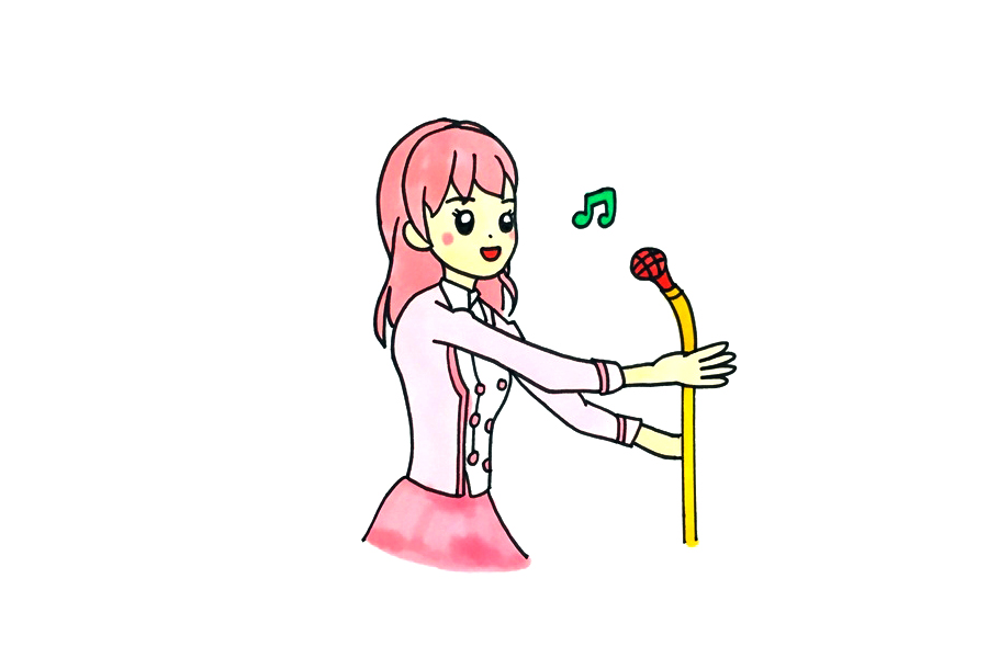 唱歌的小女孩怎么画