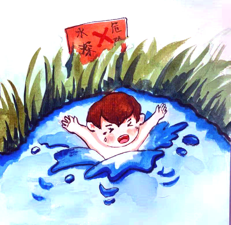 防溺水安全教育绘画作品-图2