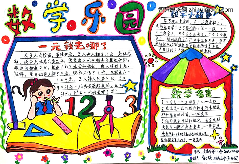三年级数学乐园手抄报-图1
