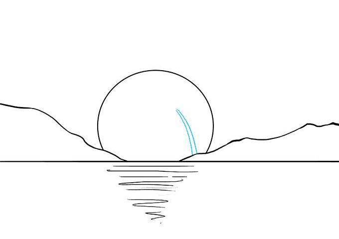 海上日落风景怎么画-图6