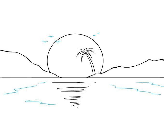 海上日落风景怎么画-图9