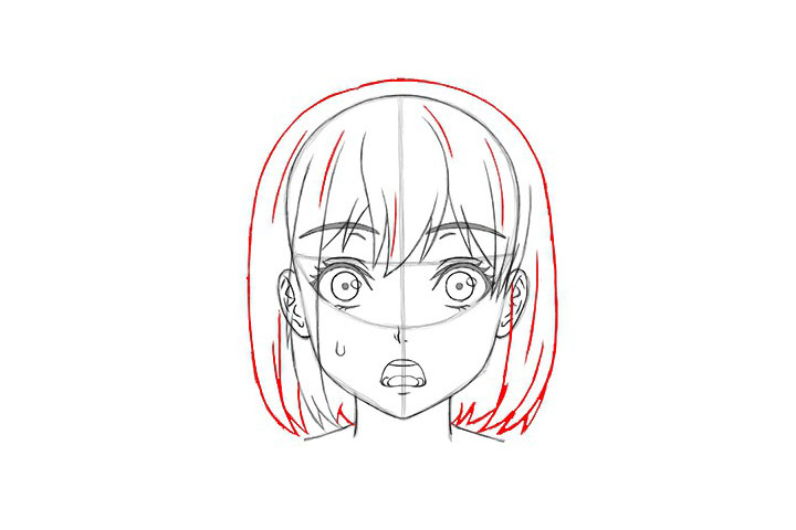 短发女孩惊讶表情的画法-图16