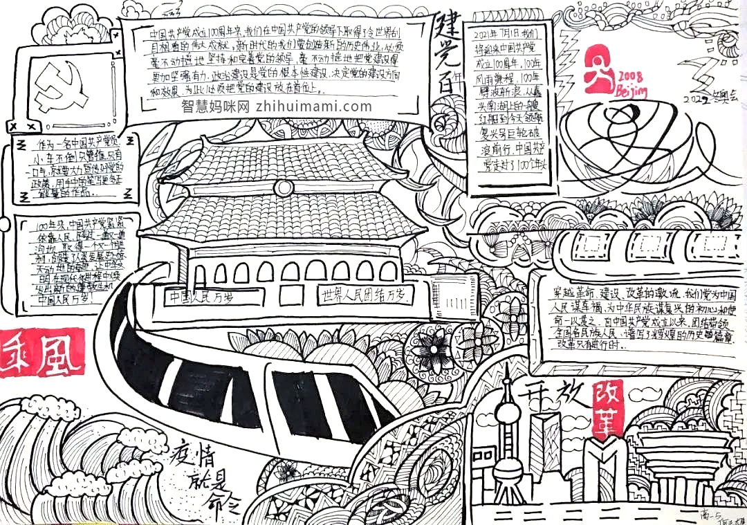初中生迎建党百年手抄报获奖作品-图9