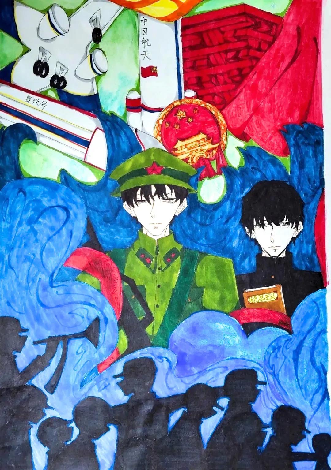 建党节儿童绘画优秀作品-图3