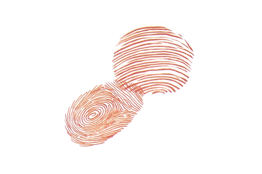 步骤2：用大人的指尖印一个圆形的指印作头。