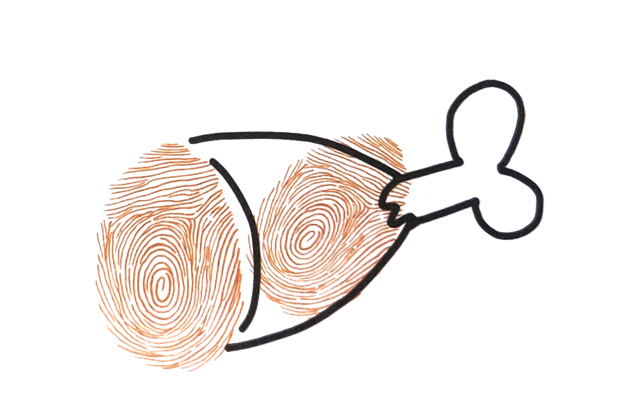 简单又好玩的亲子绘画 鸡腿指印画画法