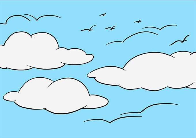 蓝天白云怎么画