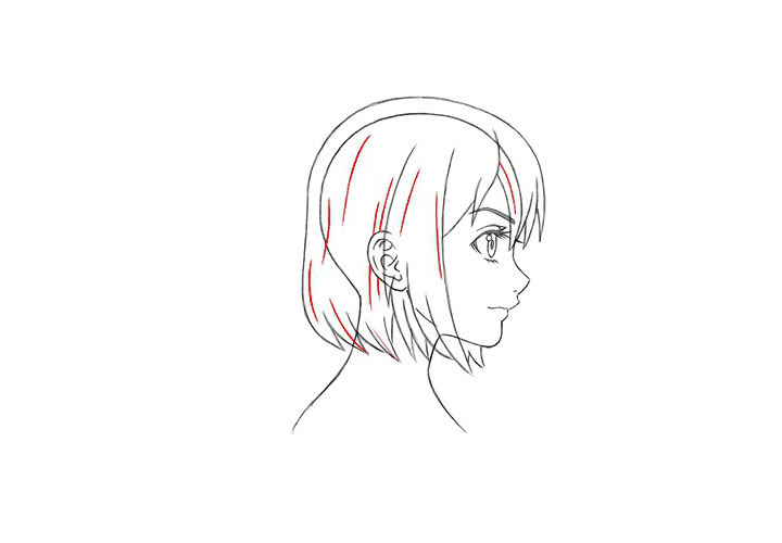 如何画短发漫画女孩（侧视图）-图8