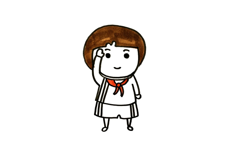 小女孩少先队员怎么画-图4