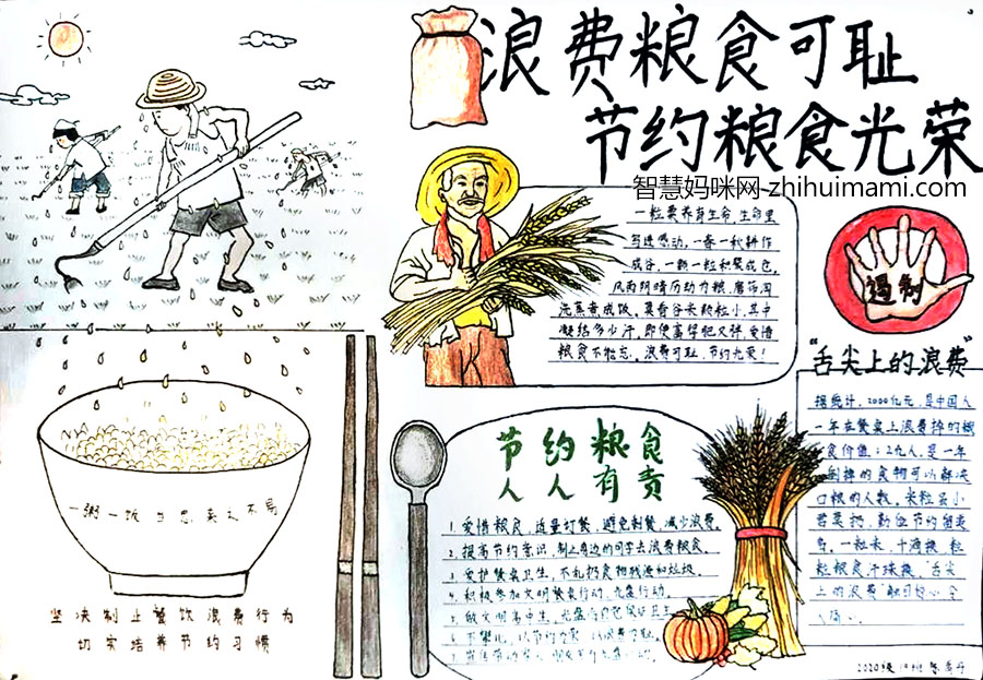 怎么画节约粮食的手抄报-图1