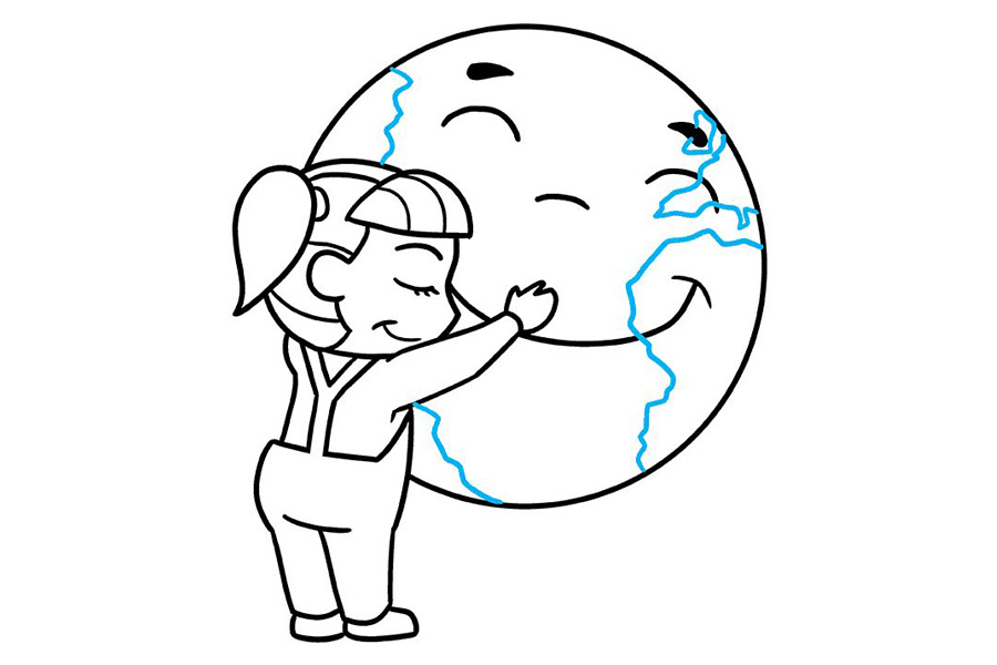 如何画世界地球日简笔画-图9