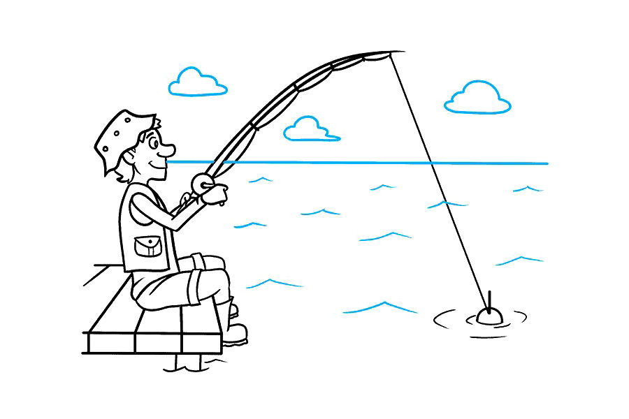 怎么画一个人钓鱼-图9