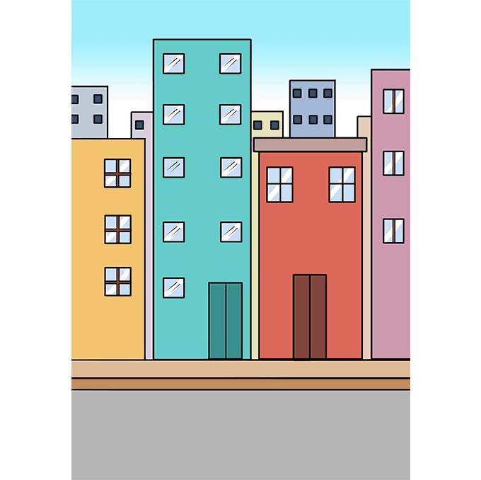 城市楼房的画法