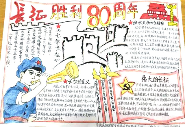 关于长征精神的手抄报绘画-图2