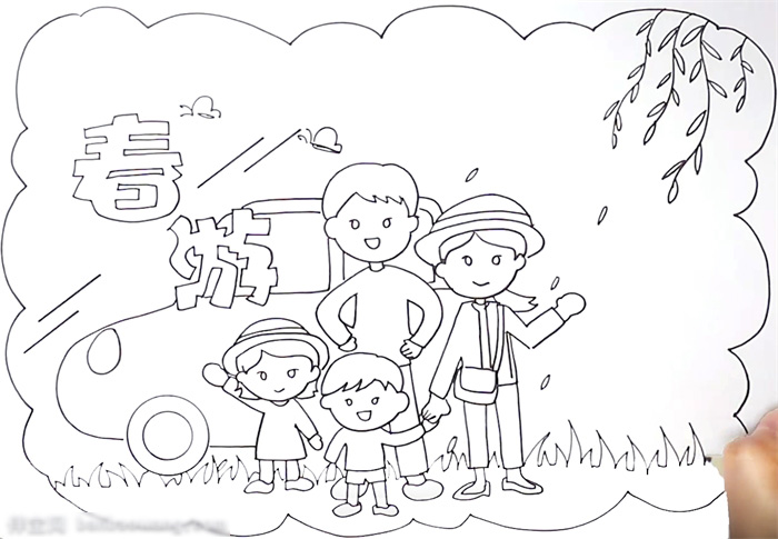小学生春游手抄报怎么画-图2