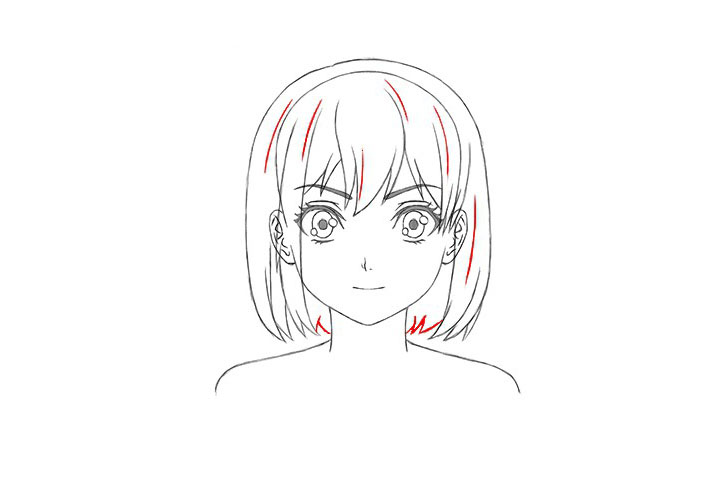 短发女孩漫画正面图怎么画-图8
