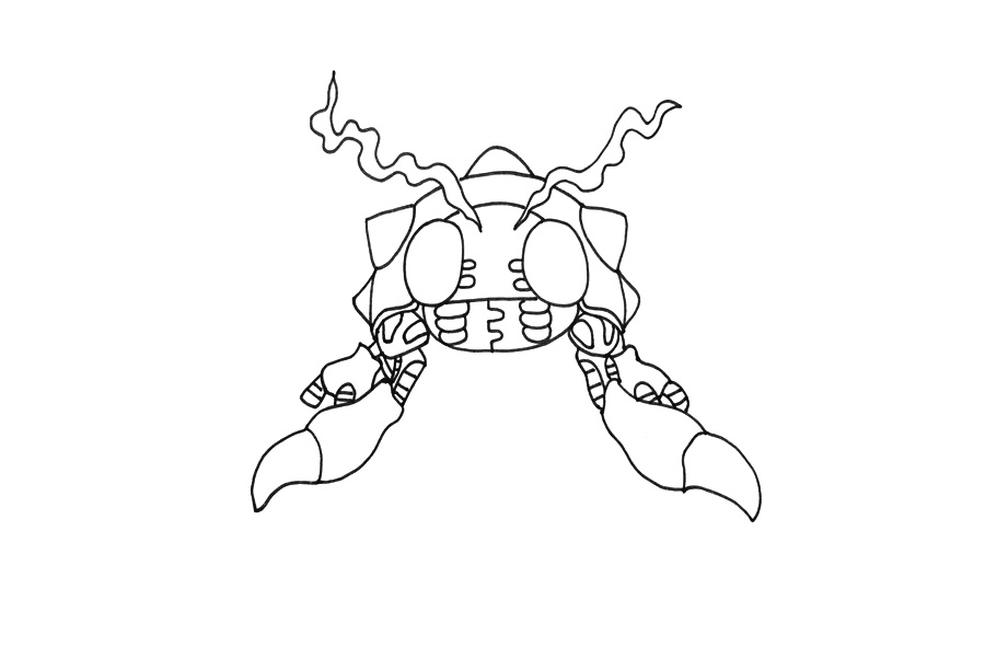 数码宝贝甲虫兽怎么画-图2