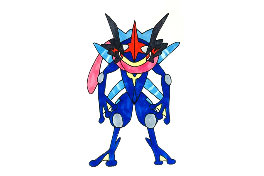 精灵宝可梦甲贺忍蛙怎么画