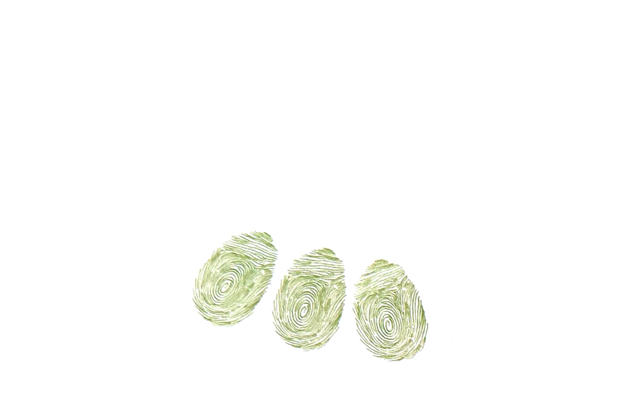 步骤1：印几个大人的指印作为裙子的下摆。