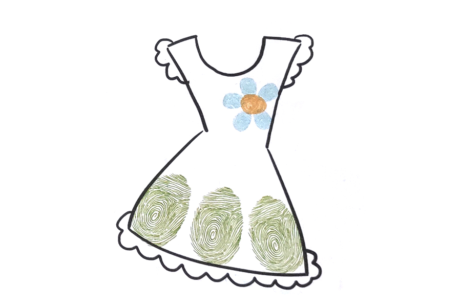 连衣裙指印画怎么画