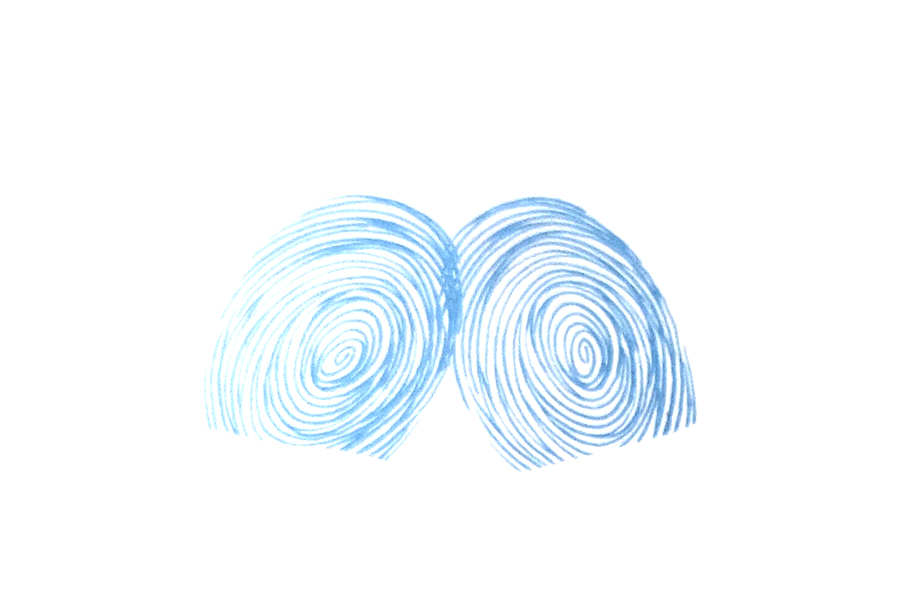 步骤1：印两个相对的大人的指印。