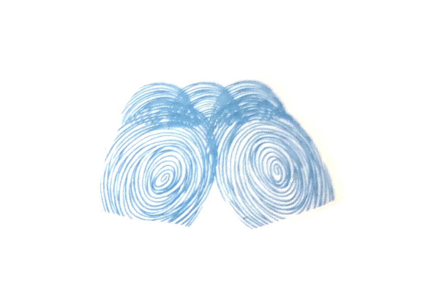 步骤2：用自己三个一般的指印作裤腰。