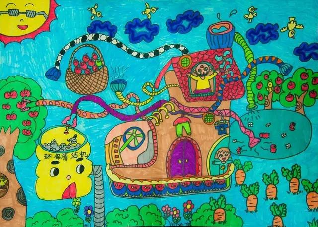 关于绿色环保的儿童绘画作品-图3