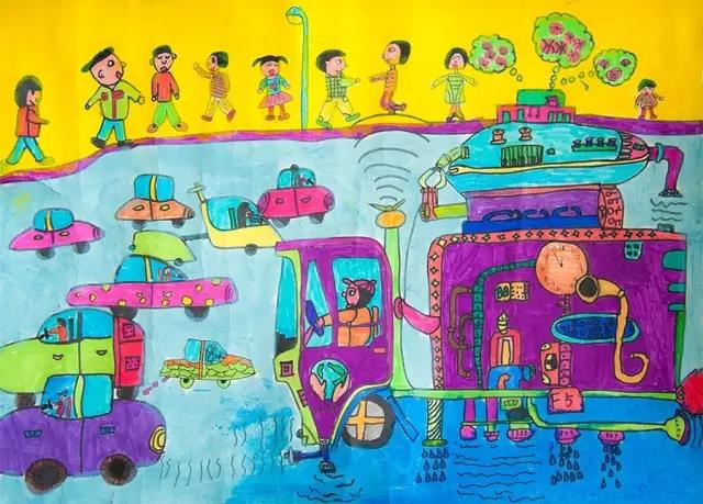 关于绿色环保的儿童绘画作品-图4